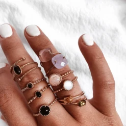 Bague MALOU - Lavande -CHICHI CASTELNANGO Boutique BAGUE PLAQUE OR MALOU LAVANDE PIERRE BIJOU FIN 2