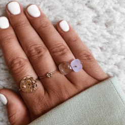 Bague MALOU - Lavande -CHICHI CASTELNANGO Boutique BAGUE PLAQUE OR MALOU LAVANDE PIERRE BIJOU FIN 5