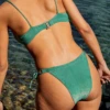Maillot Culotte ARIA | Émeraude -CHICHI CASTELNANGO Boutique maillot fille bain colore lurex paillette nouer liens
